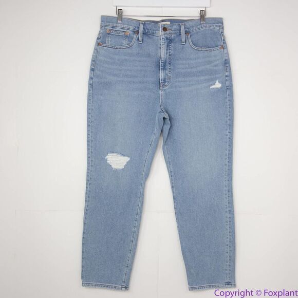 NEW Madewell The Momjean in Austrey Wash: Ripped Edition, 32 - Picture 3 of 16